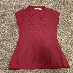 DKNY Burgundy Cap Sleeve Blouse